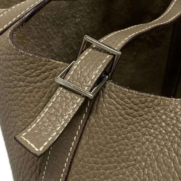 Auth HERMES Picotin PM - Etoupe Taurillon Clemence Square I Handbag - Picture 10 of 16